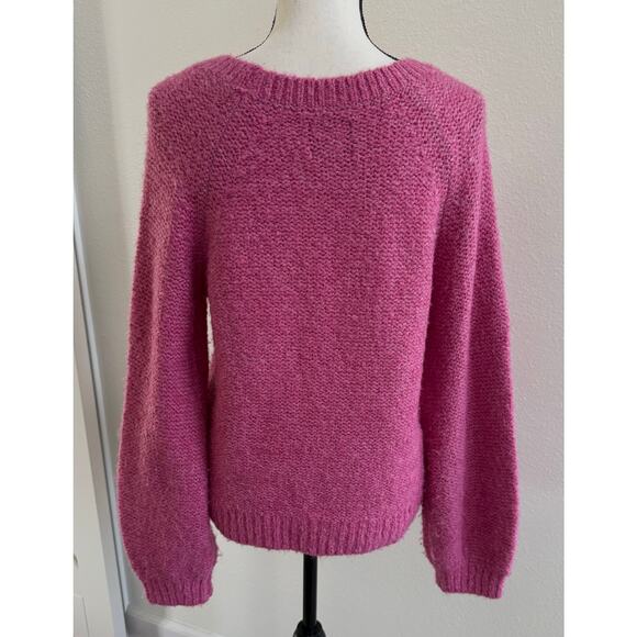 Abercrombie & Fitch Pink Wool Blend Knit Balloon Sleeve Crewneck Sweater Small - Picture 3 of 13